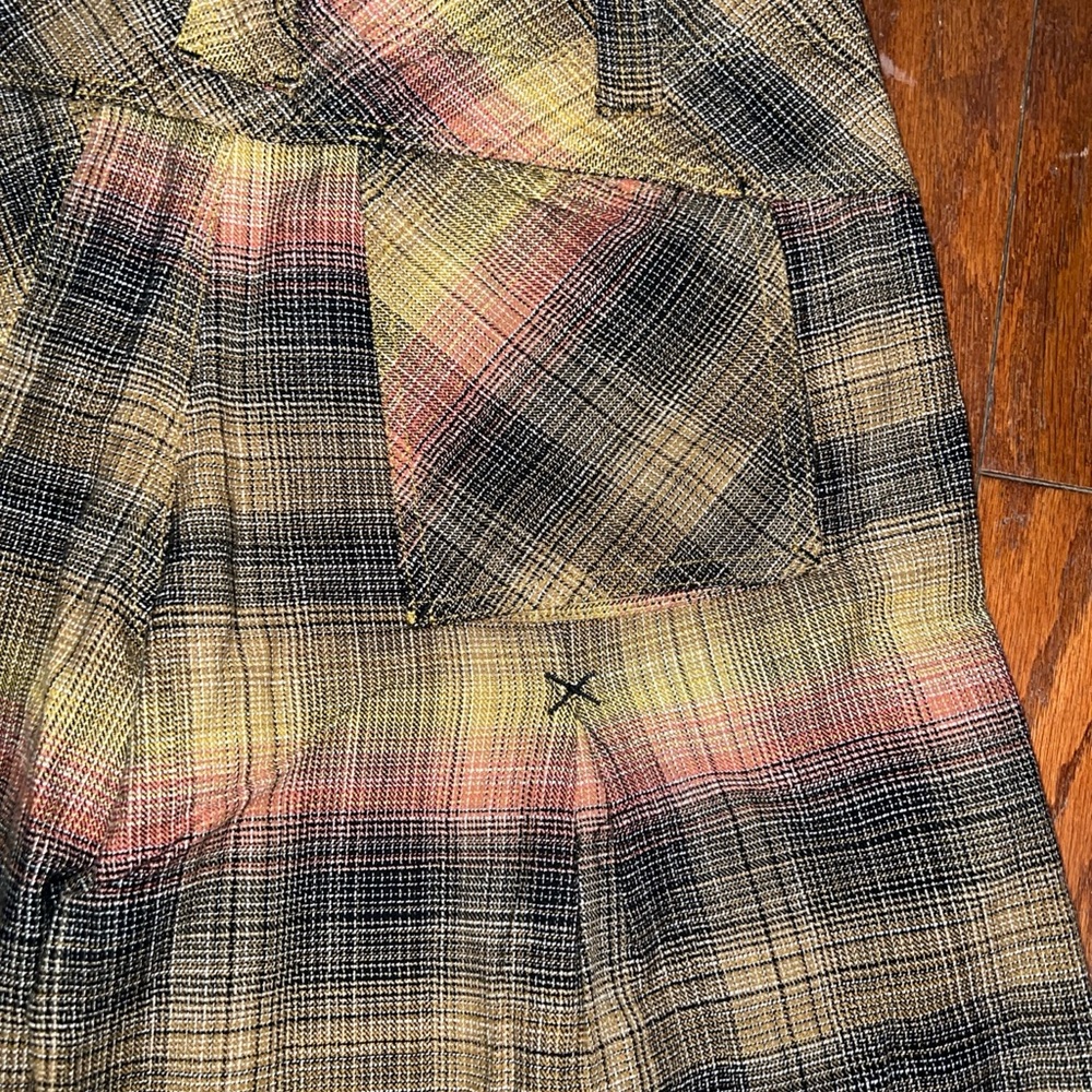 NWT 108$ Free People Plaid Wide Leg Moss Combo Cargo Pants 6 - Picture 9 of 14